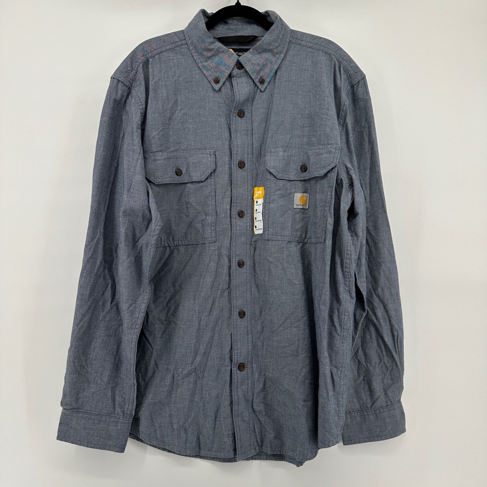 Carhartt Mens Loose Fit Midweight Chambray Long Sleeve Shirt Blue 104368-499 M